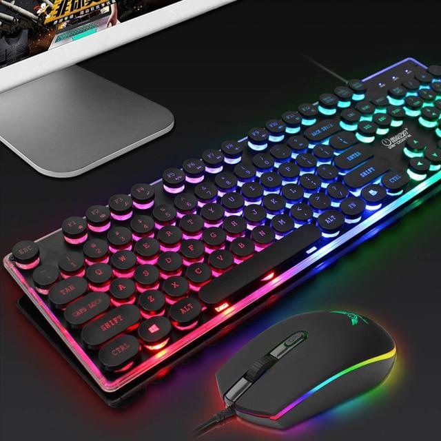 LED Backlight Gaming USB Wired Keyboard Mouse Set