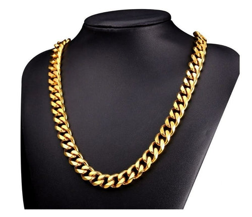 Stallion 14K Yellow Gold Solid Brass Cuban Classic Chain