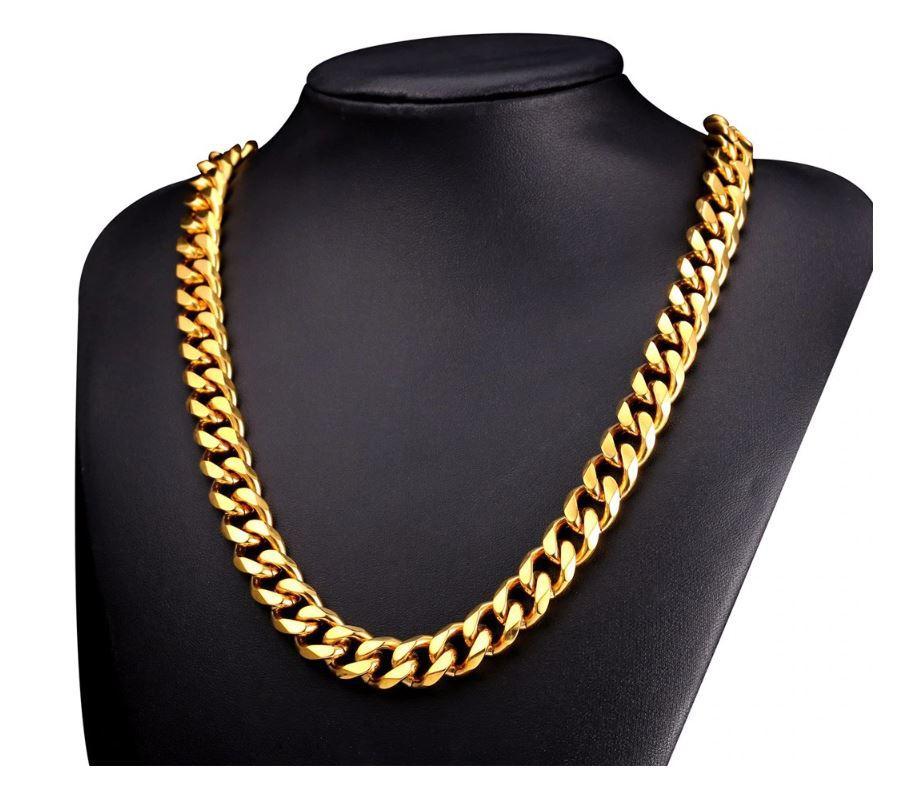 Stallion 14K Yellow Gold Solid Brass Cuban Classic Chain